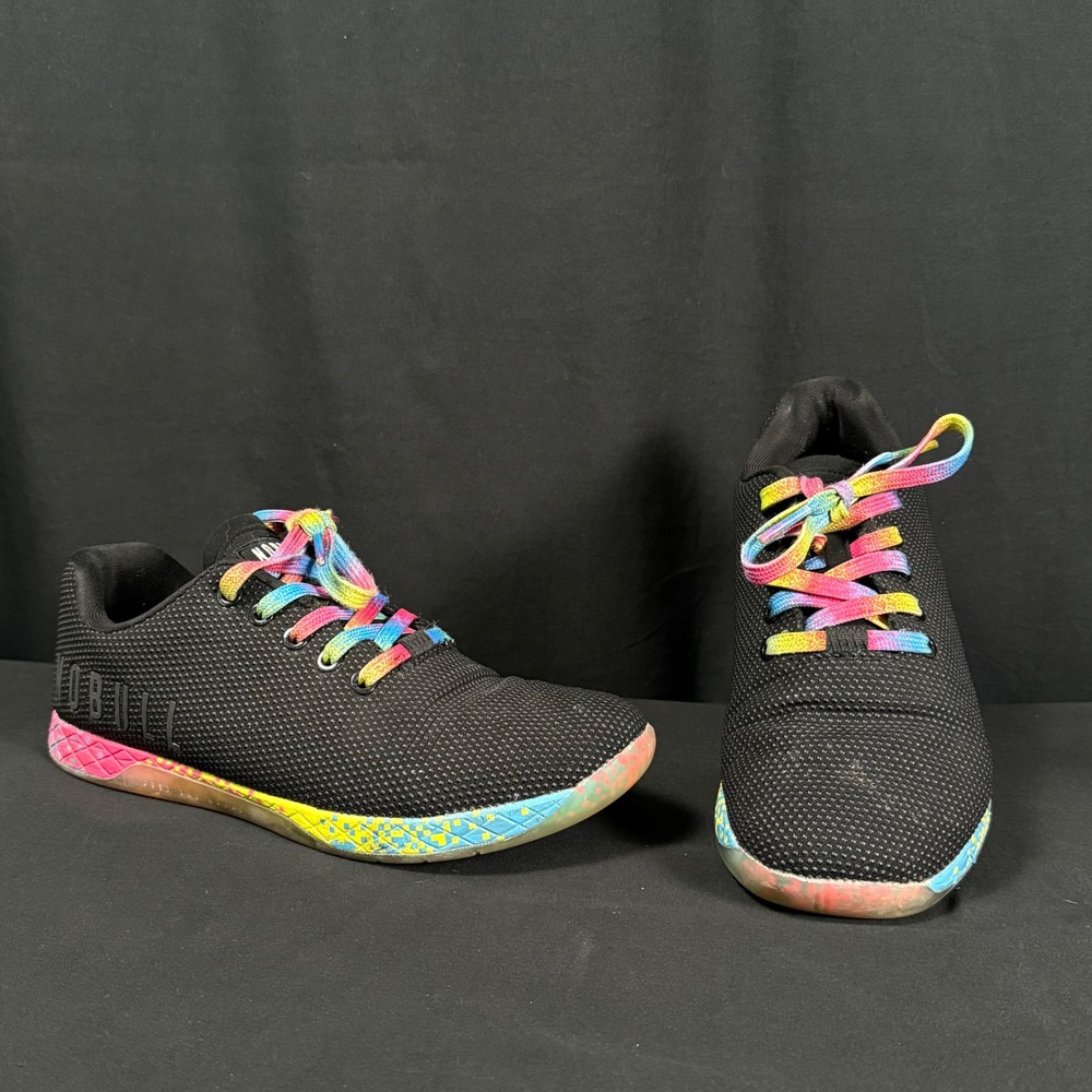 NOBULL Neon Glitch Outwork Trainer Black Rainbow SuperFabric Mens 8 Womens 9.5